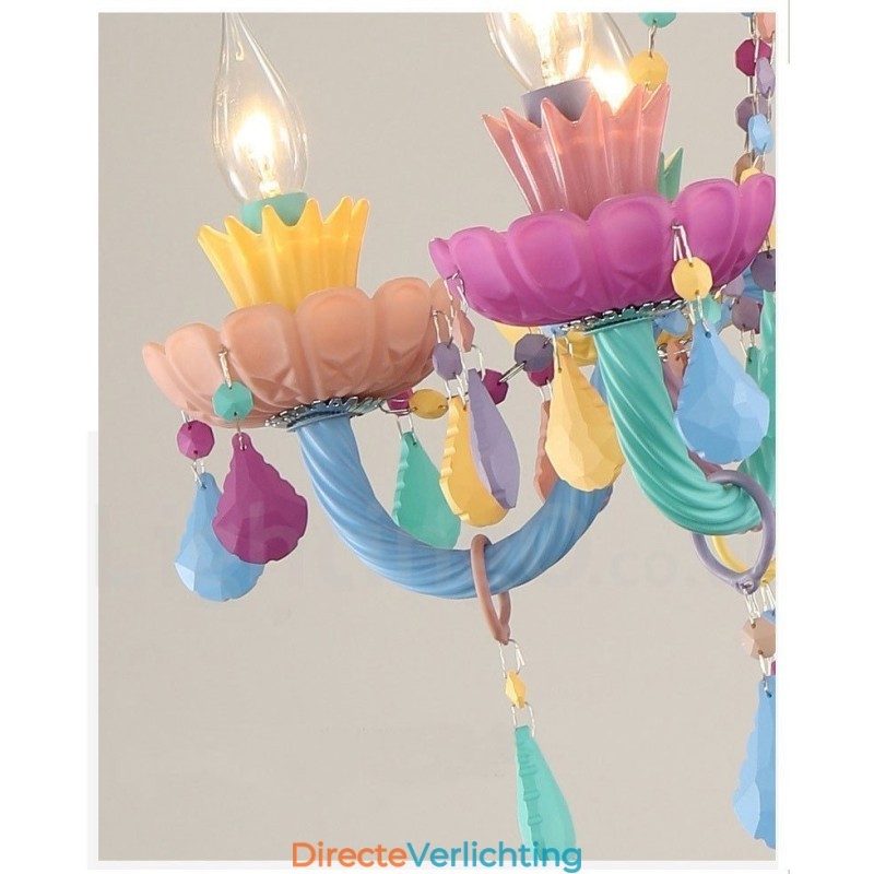 Macaron 18 (12+6) Lichtkroonluchter met Multi Colours Kristallen Kaars Mini Stijl voor Kinderen