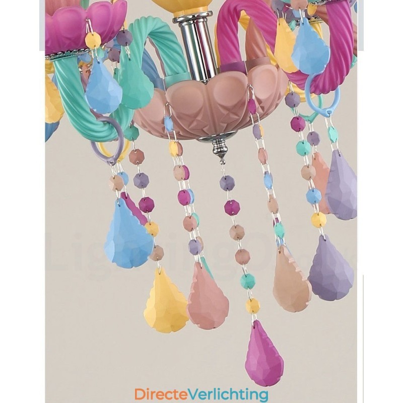 Macaron 18 (12+6) Lichtkroonluchter met Multi Colours Kristallen Kaars Mini Stijl voor Kinderen