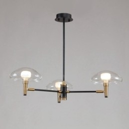 3-lichts mini-stijl uplight gegalvaniseerde kroonluchter met glazen kappen