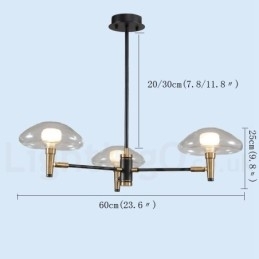 3-lichts mini-stijl uplight gegalvaniseerde kroonluchter met glazen kappen