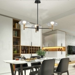3-lichts mini-stijl uplight gegalvaniseerde kroonluchter met glazen kappen