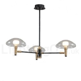 3-lichts mini-stijl uplight gegalvaniseerde kroonluchter met glazen kappen