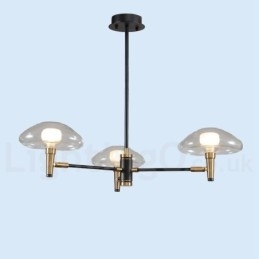 3-lichts mini-stijl uplight gegalvaniseerde kroonluchter met glazen kappen