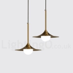 1 Lichte industriële stijl gouden mini-stijl gegalvaniseerde geschilderde afwerking hanglamp met glazen kap