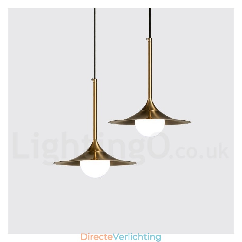 1 Lichte industriële stijl gouden mini-stijl gegalvaniseerde geschilderde afwerking hanglamp met glazen kap