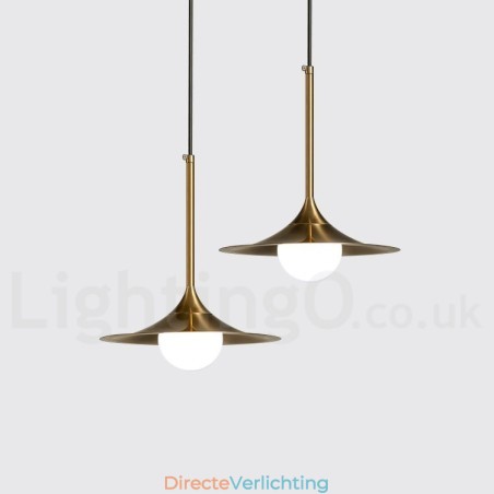 1 Lichte industriële stijl gouden mini-stijl gegalvaniseerde geschilderde afwerking hanglamp met glazen kap 1 Lichte industriële stijl gouden mini-stijl gegalvaniseerde geschilderde afwerking hanglamp met glazen kap