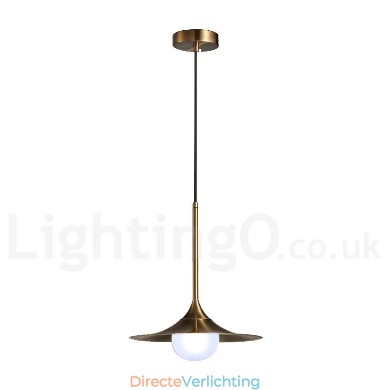 1 Lichte industriële stijl gouden mini-stijl gegalvaniseerde geschilderde afwerking hanglamp met glazen kap