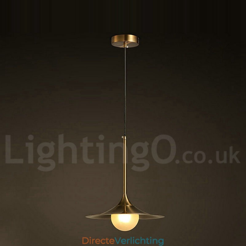 1 Lichte industriële stijl gouden mini-stijl gegalvaniseerde geschilderde afwerking hanglamp met glazen kap