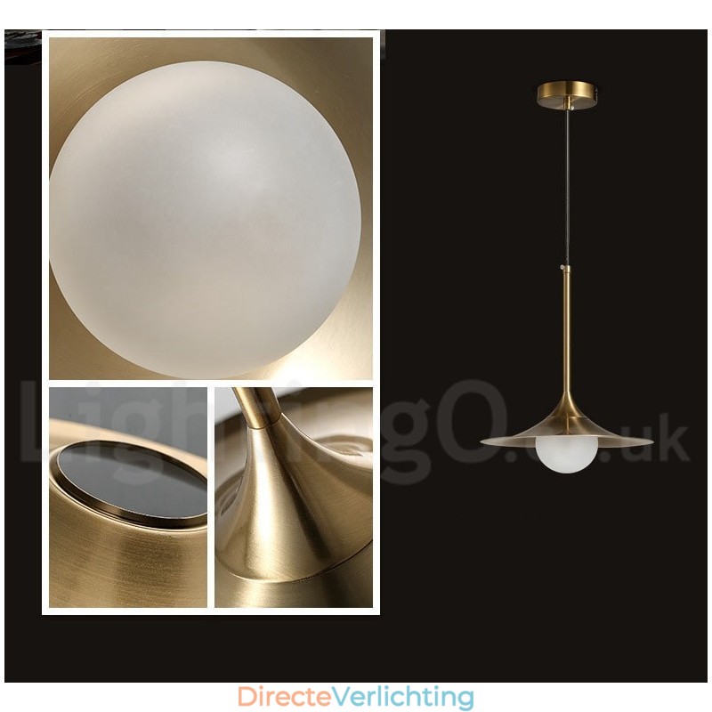 1 Lichte industriële stijl gouden mini-stijl gegalvaniseerde geschilderde afwerking hanglamp met glazen kap