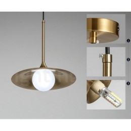1 Lichte industriële stijl gouden mini-stijl gegalvaniseerde geschilderde afwerking hanglamp met glazen kap