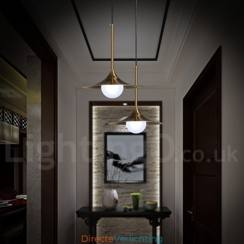 1 Lichte industriële stijl gouden mini-stijl gegalvaniseerde geschilderde afwerking hanglamp met glazen kap
