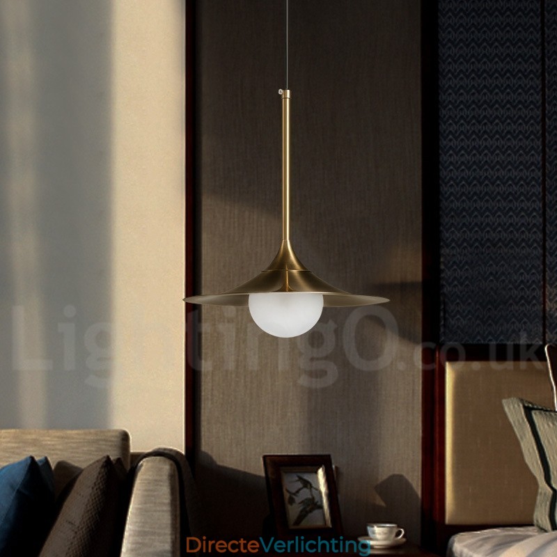 1 Lichte industriële stijl gouden mini-stijl gegalvaniseerde geschilderde afwerking hanglamp met glazen kap