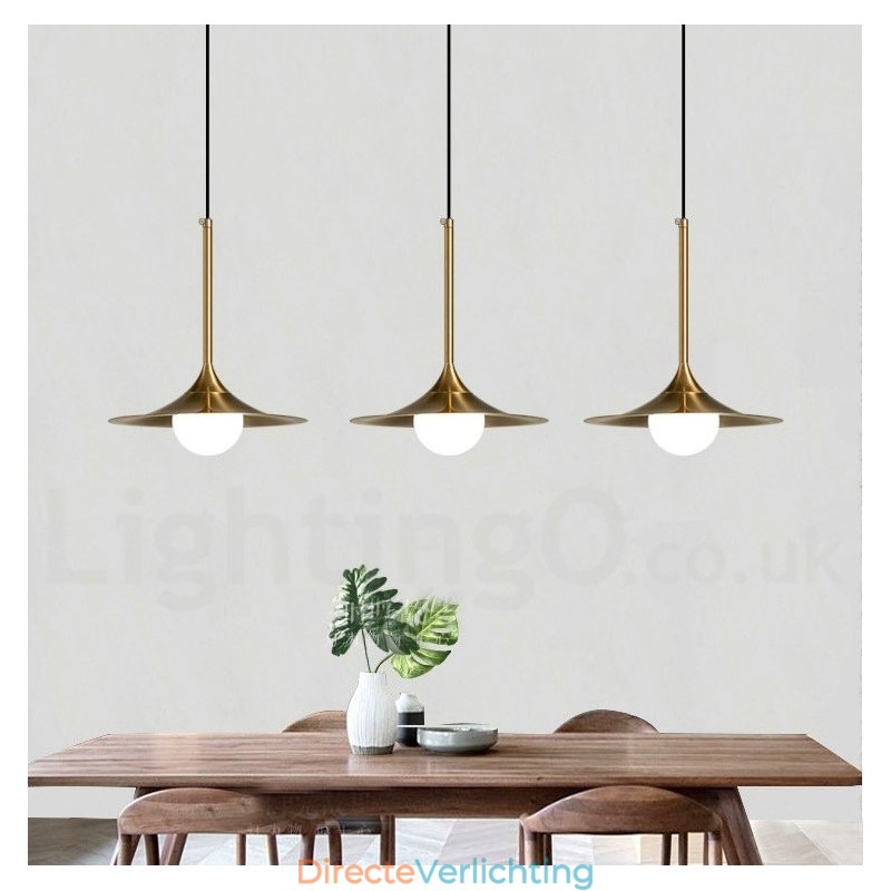 1 Lichte industriële stijl gouden mini-stijl gegalvaniseerde geschilderde afwerking hanglamp met glazen kap