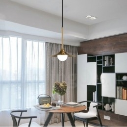 1 Lichte industriële stijl gouden mini-stijl gegalvaniseerde geschilderde afwerking hanglamp met glazen kap