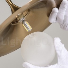 1 Lichte industriële stijl gouden mini-stijl gegalvaniseerde geschilderde afwerking hanglamp met glazen kap