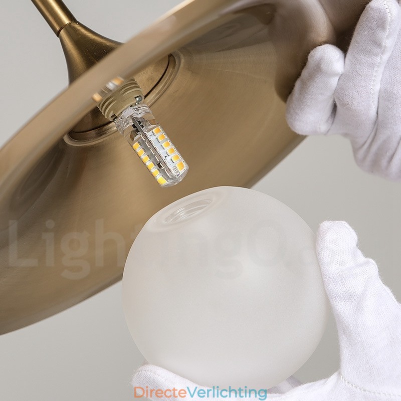 1 Lichte industriële stijl gouden mini-stijl gegalvaniseerde geschilderde afwerking hanglamp met glazen kap