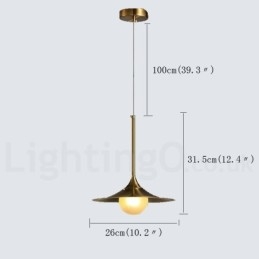 1 Lichte industriële stijl gouden mini-stijl gegalvaniseerde geschilderde afwerking hanglamp met glazen kap