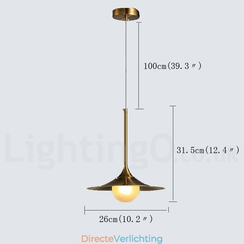 1 Lichte industriële stijl gouden mini-stijl gegalvaniseerde geschilderde afwerking hanglamp met glazen kap
