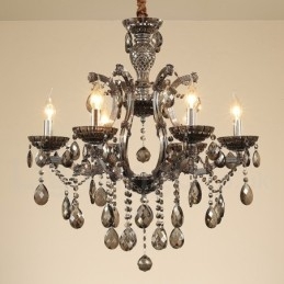6 Lichtgrijze Kristallen Kaars Kroonluchter