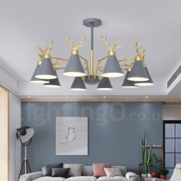 10 Lichts Nordic Macaron Moderne Gewei Kroonluchter