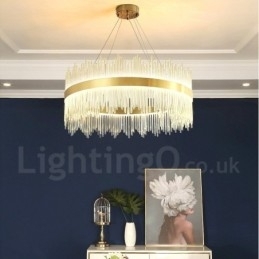Postmoderne luxe ronde kristallen hanglamp tentoonstellingshal