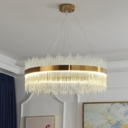 Postmoderne luxe ronde kristallen hanglamp tentoonstellingshal