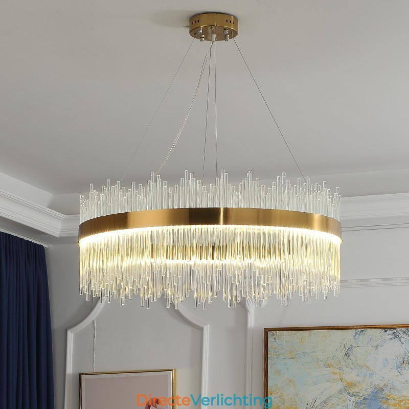 Postmoderne luxe ronde kristallen hanglamp tentoonstellingshal
