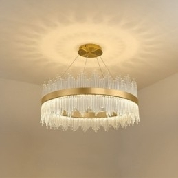 Postmoderne luxe ronde kristallen hanglamp tentoonstellingshal