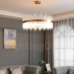 Postmoderne luxe ronde kristallen hanglamp tentoonstellingshal
