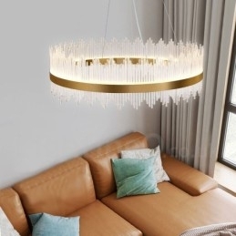 Postmoderne luxe ronde kristallen hanglamp tentoonstellingshal