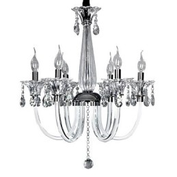 Elegante kristallen kroonluchter met 6 lampen in kaarslamp