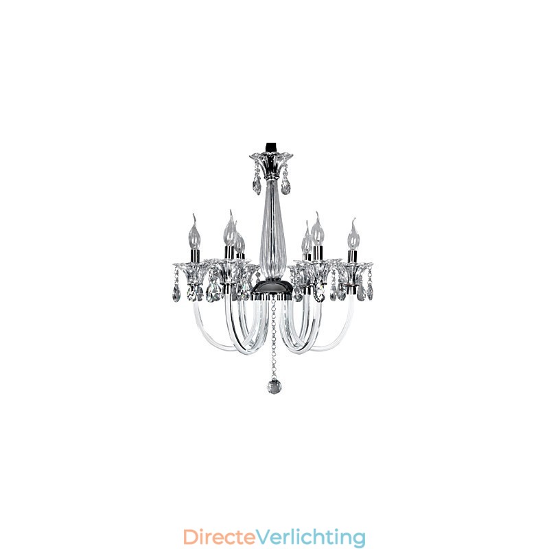Elegante kristallen kroonluchter met 6 lampen in kaarslamp
