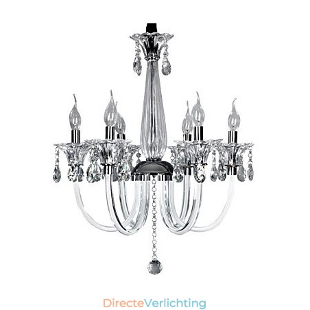 Elegante kristallen kroonluchter met 6 lampen in kaarslamp Elegante kristallen kroonluchter met 6 lampen in kaarslamp