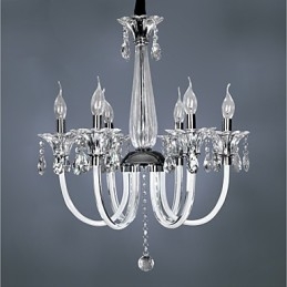Elegante kristallen kroonluchter met 6 lampen in kaarslamp