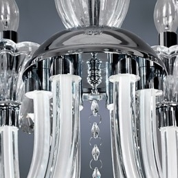 Elegante kristallen kroonluchter met 6 lampen in kaarslamp