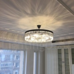Postmoderne luxe ronde K9 kristallen hanglamp kroonluchter tentoonstellingshal