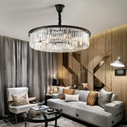 Postmoderne luxe ronde K9 kristallen hanglamp kroonluchter tentoonstellingshal