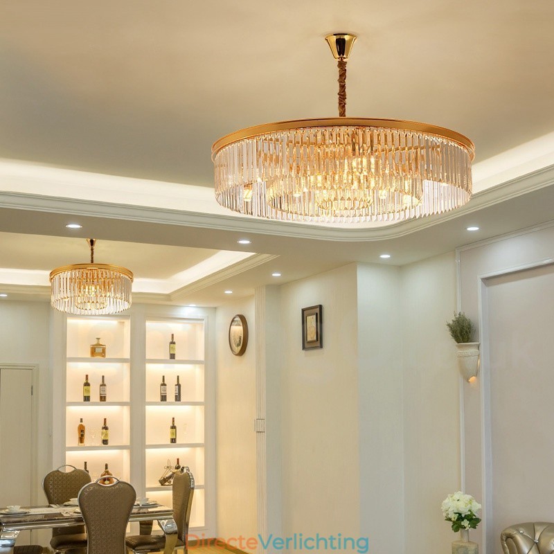 Postmoderne luxe ronde K9 kristallen hanglamp kroonluchter tentoonstellingshal