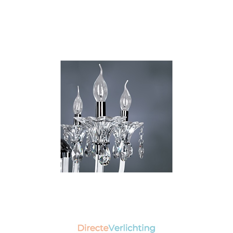 Elegante kristallen kroonluchter met 6 lampen in kaarslamp