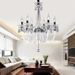 Elegante kristallen kroonluchter met 6 lampen in kaarslamp