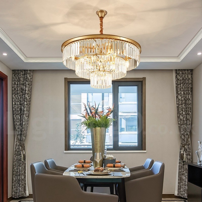 Postmoderne luxe ronde K9 kristallen hanglamp kroonluchter tentoonstellingshal