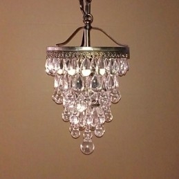 Moderne hanglamp met kristallen kralen, 1 lichtbron en antiekkleurige armatuur