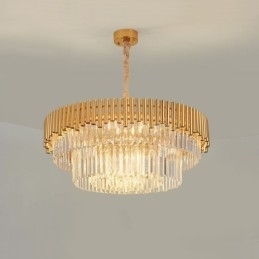 Postmoderne gouden luxe ronde K9 kristallen hanglamp kroonluchter verlichting tentoonstellingshal