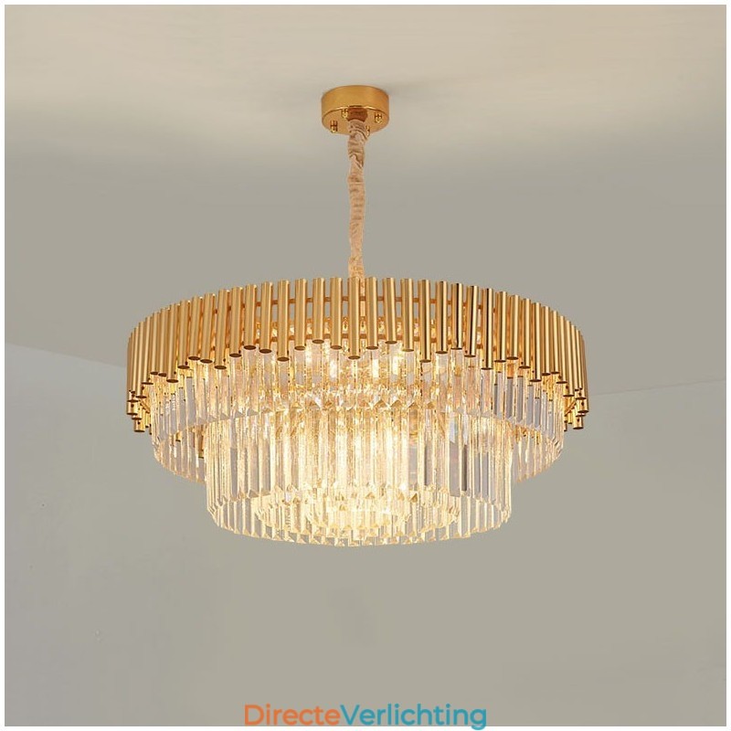 Postmoderne gouden luxe ronde K9 kristallen hanglamp kroonluchter verlichting tentoonstellingshal