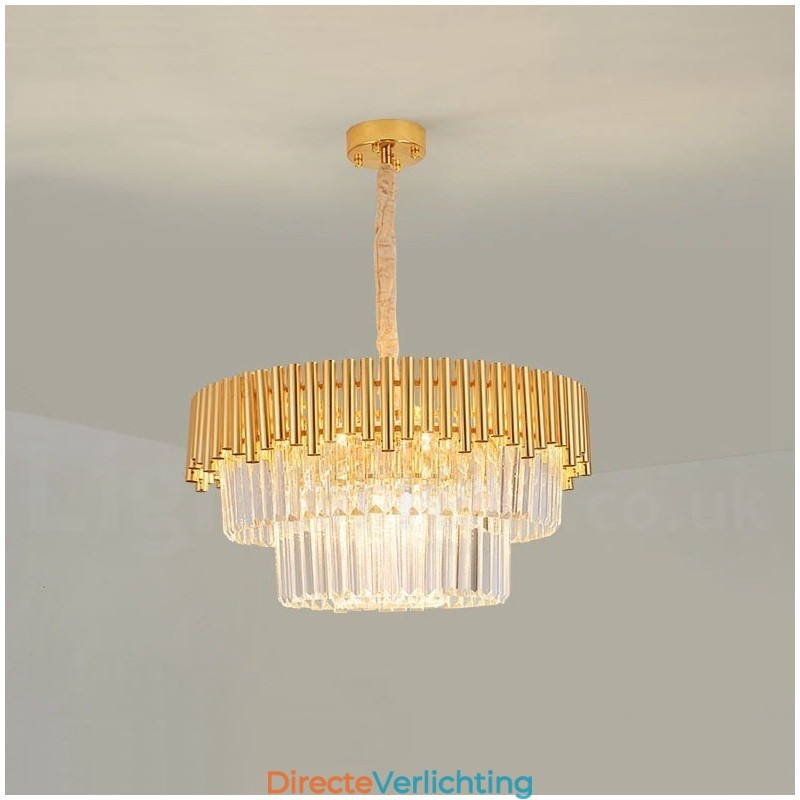 Postmoderne gouden luxe ronde K9 kristallen hanglamp kroonluchter verlichting tentoonstellingshal