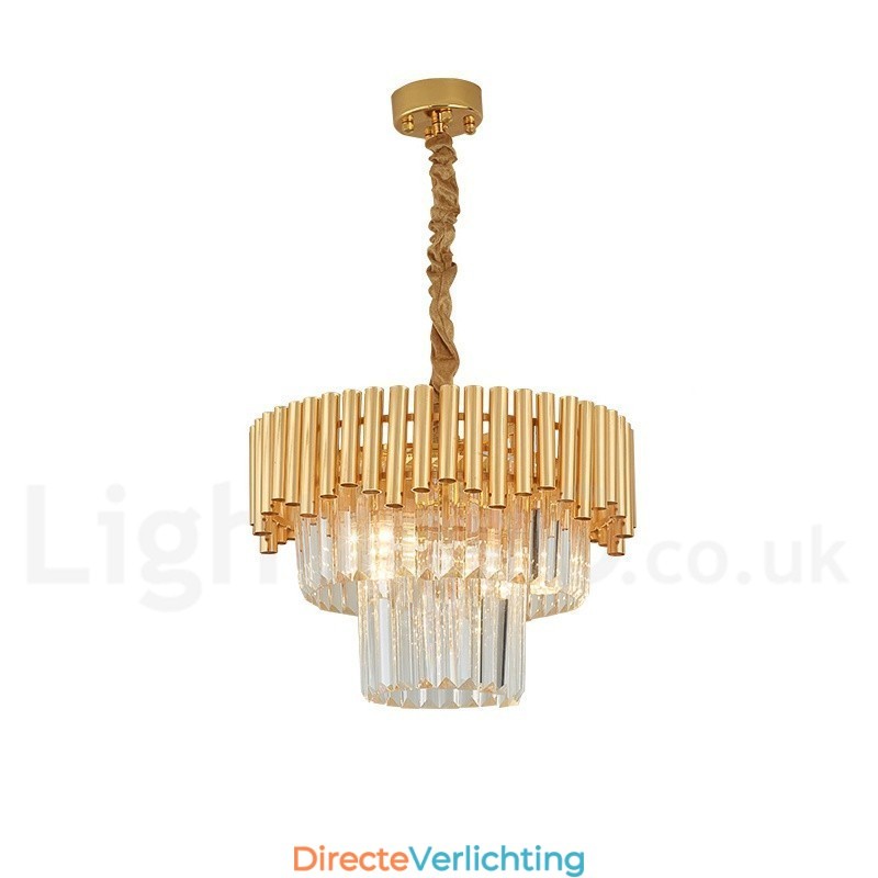 Postmoderne gouden luxe ronde K9 kristallen hanglamp kroonluchter verlichting tentoonstellingshal