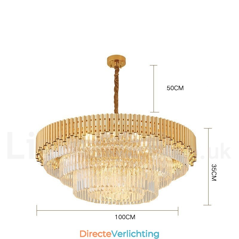 Postmoderne gouden luxe ronde K9 kristallen hanglamp kroonluchter verlichting tentoonstellingshal
