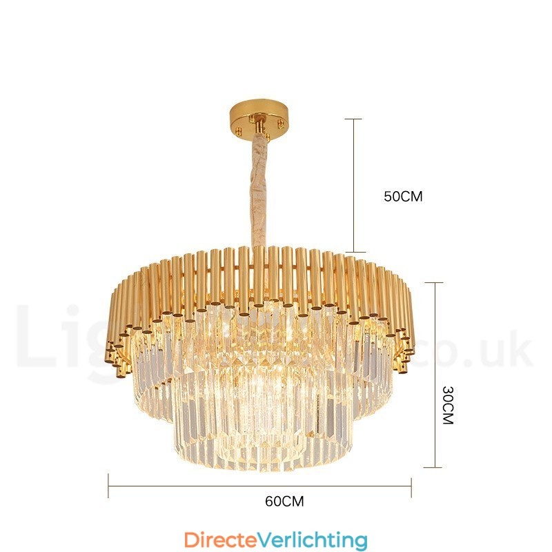 Postmoderne gouden luxe ronde K9 kristallen hanglamp kroonluchter verlichting tentoonstellingshal