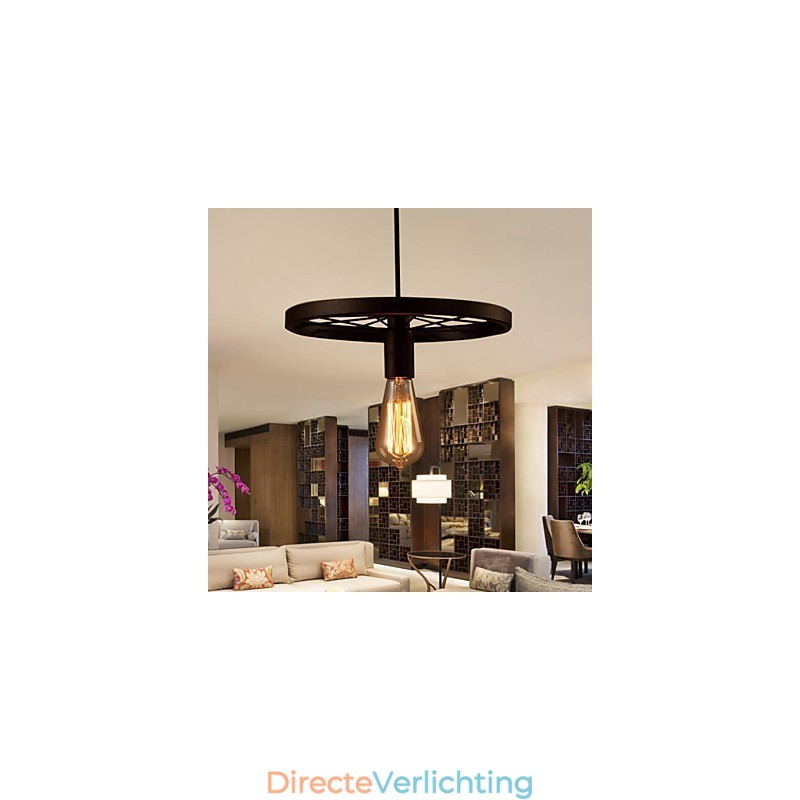 Industriële 1-lichts vintage hanglamp met ijzeren kap