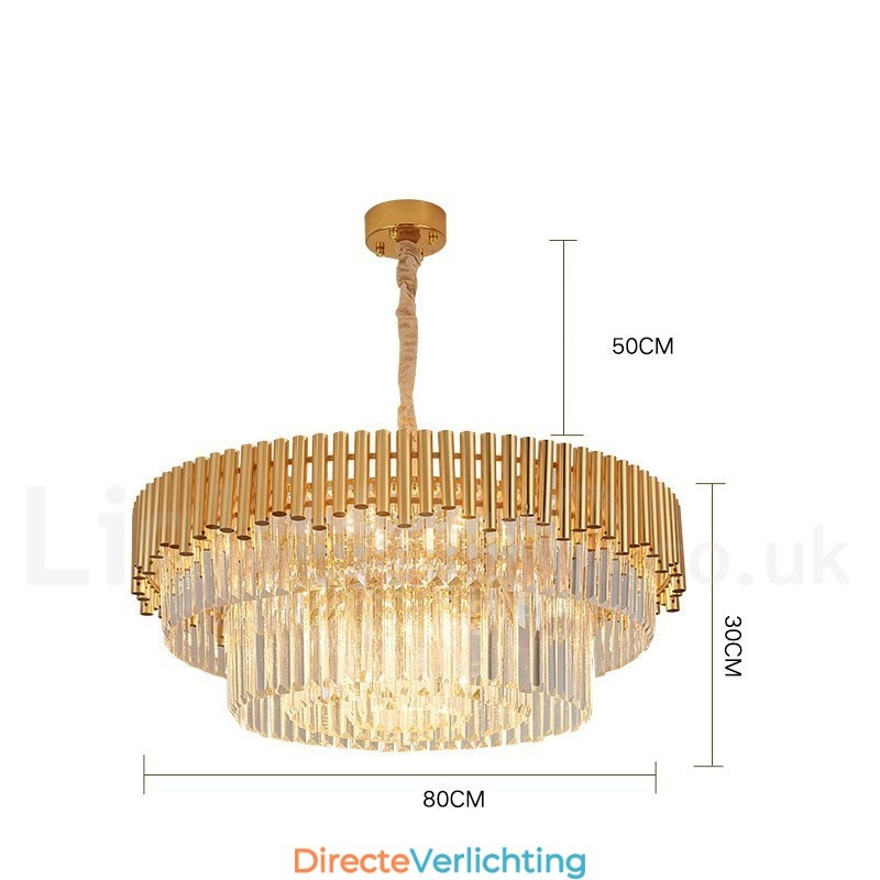 Postmoderne gouden luxe ronde K9 kristallen hanglamp kroonluchter verlichting tentoonstellingshal